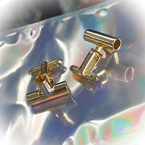 💕Beautiful Gold Tone Cufflinks Plumbing Pipes💕 - Picture 3 of 5